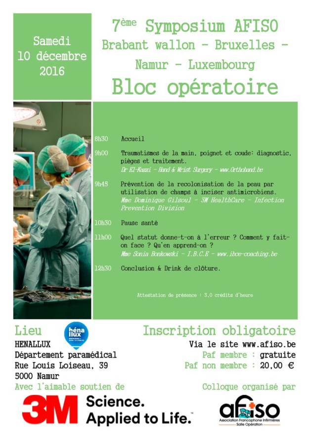 Samedi 10 décembre 2016 7ème Symposium de la régionale AFISO Namur / Brabant / Bruxelles / Luxembourg Samedi 10 décembre 2016 7ème Symposium de la régionale AFISO Namur / Brabant / Bruxelles / Luxembourg