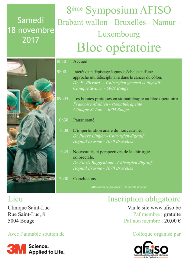 Samedi 18 novembre 2017 - 8ème Symposium AFISO Brabant wallon - Bruxelles - Namur - Luxembourg Samedi 18 novembre 2017 - 8ème Symposium AFISO Brabant wallon - Bruxelles - Namur - Luxembourg