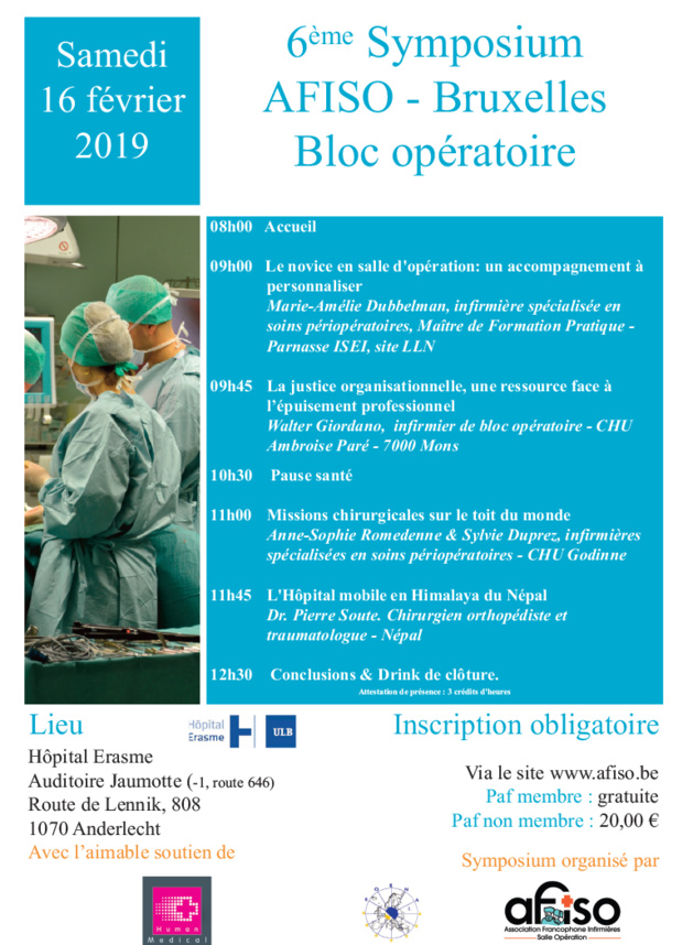Samedi 16 février 2019 - 6ème Symposium de la régionale AFISO Bruxelles Samedi 16 février 2019 - 6ème Symposium de la régionale AFISO Bruxelles