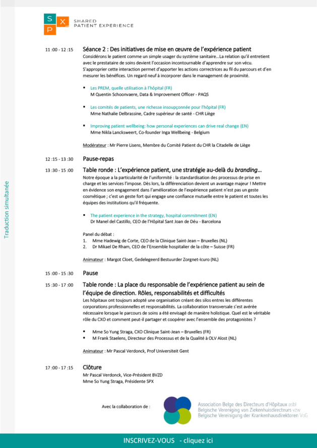 EXPÉRIENCE PATIENT PARTAGÉE - Une composante intégrale de la qualité des soins de santé EXPÉRIENCE PATIENT PARTAGÉE - Une composante intégrale de la qualité des soins de santé
