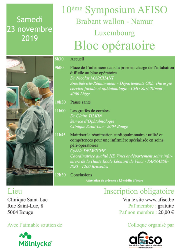 Samedi 23 novembre 2019 - 10ème Symposium AFISO Brabant wallon - Namur - Luxembourg Samedi 23 novembre 2019 - 10ème Symposium AFISO Brabant wallon - Namur - Luxembourg