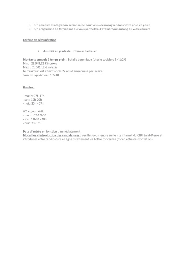 Le CHU Saint-Pierre (Bruxelles) engage un(e) Infirmier(ère) bachelier(ère) pour le quartier opératoire (h/f/x) – CDI 38H