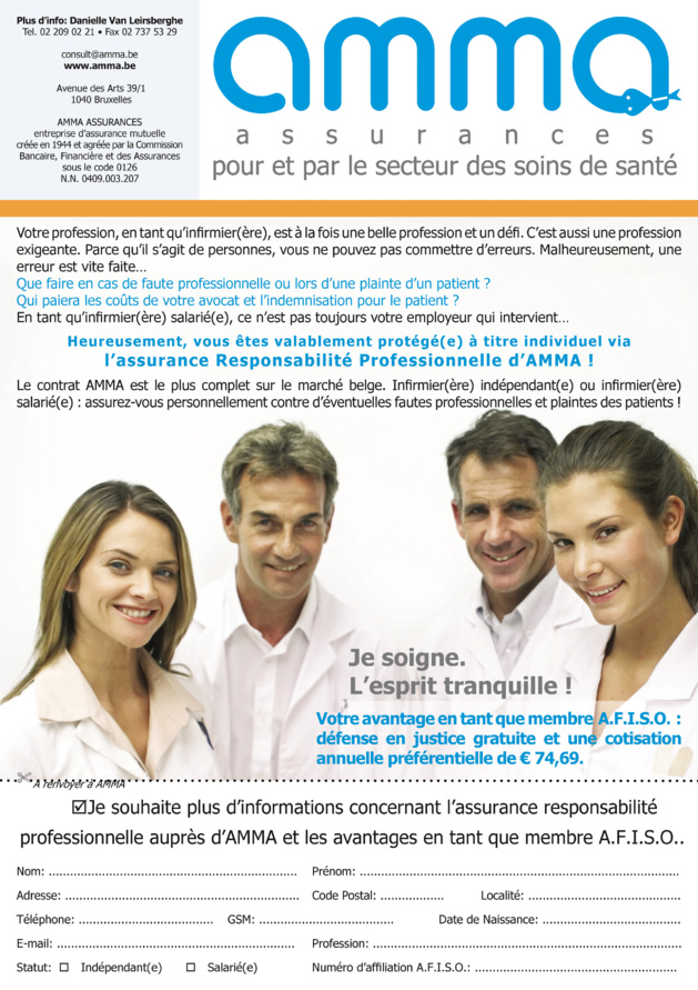 Tarif 2014 reconduit en 2015 : AMMA vous propose une assurance professionnelle avantageuse en tant que membre AFISO avec plus de 50 % de réduction par rapport au tarif normal ! Tarif 2014 reconduit en 2015 : AMMA vous propose une assurance professionnelle avantageuse en tant que membre AFISO avec plus de 50 % de réduction par rapport au tarif normal !