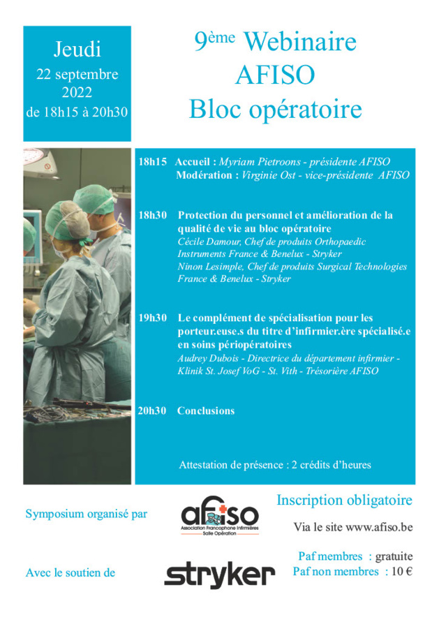 9ème Webinaire AFISO le jeudi 22 septembre 2022 à 18h15
