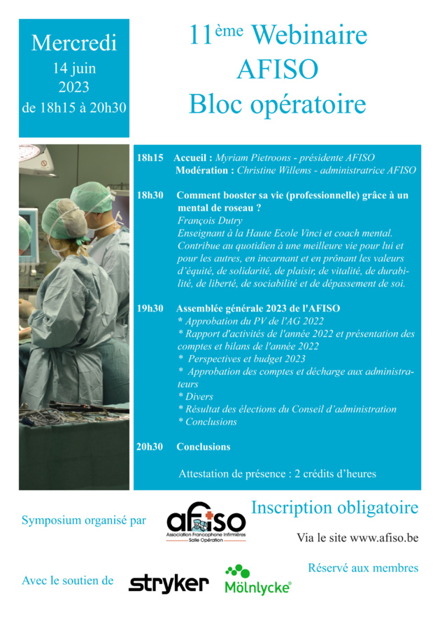 11ème Webinaire AFISO le mercredi 14 juin 2023 à 18h15 11ème Webinaire AFISO le mercredi 14 juin 2023 à 18h15