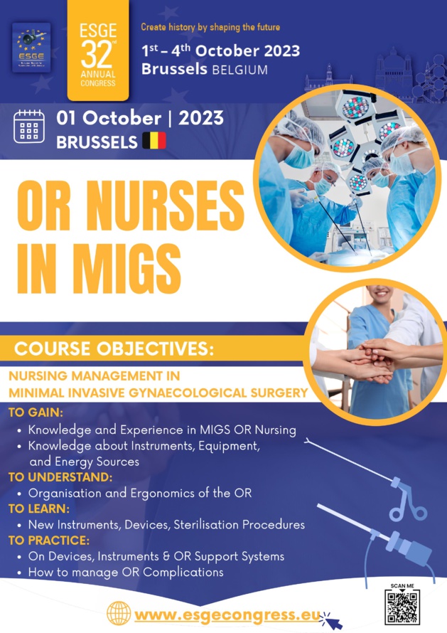 1er octobre 2023 - Journée infirmière en chirurgie gynécologique à Bruxelles (ESGE)