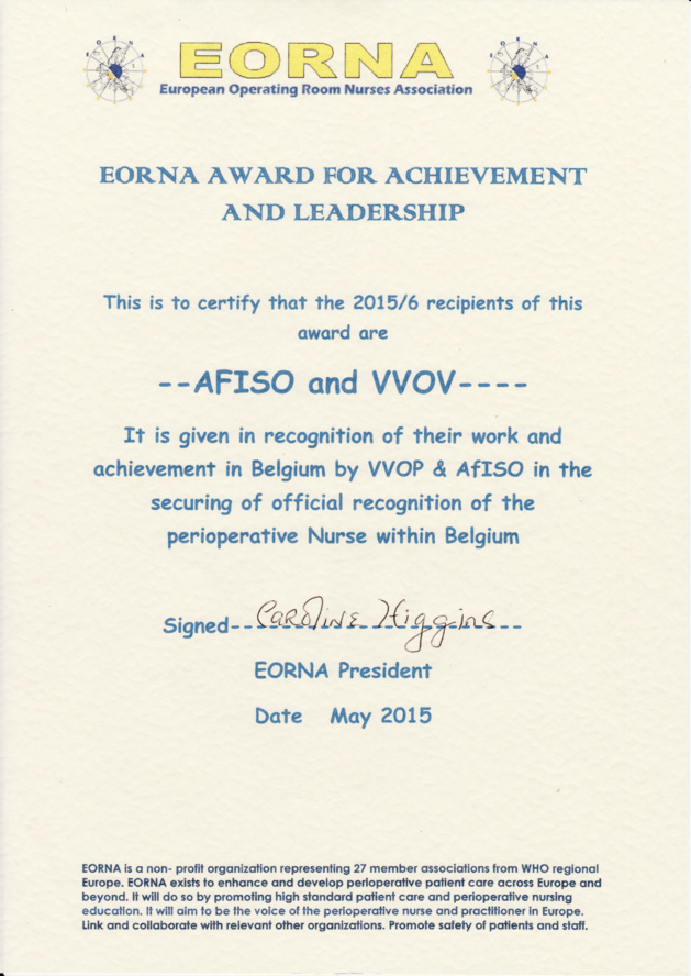 L'AFISO récompensée à EORNACongress 2015 pour son action dans la reconnaissance du titre L'AFISO récompensée à EORNACongress 2015 pour son action dans la reconnaissance du titre