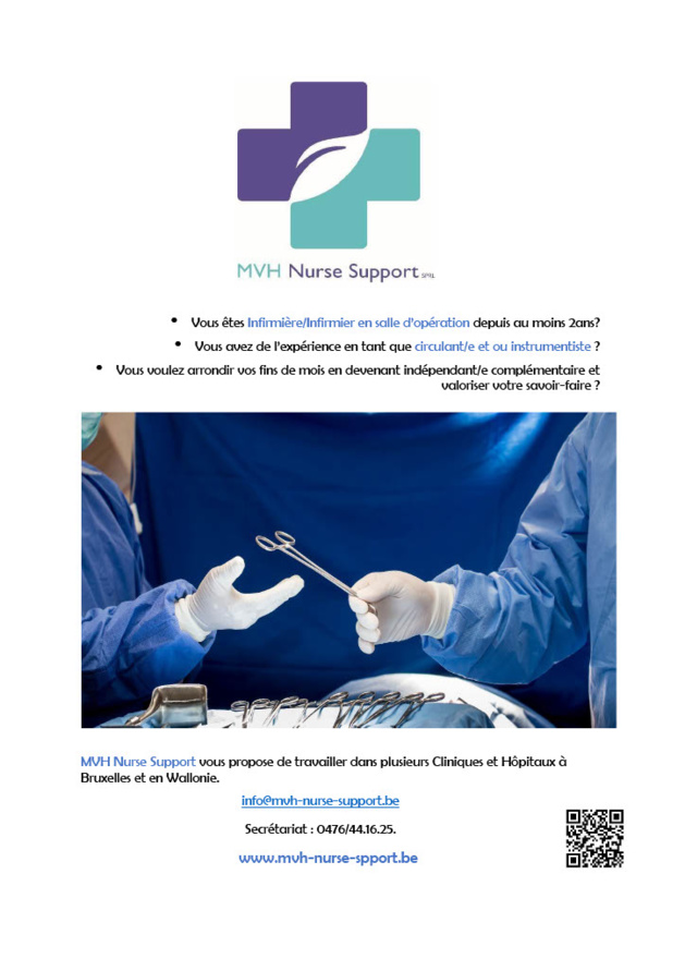 MVH Support recrute des infirmier/es circulant/es et/ou instrumentistes indépendant/es complémentaires