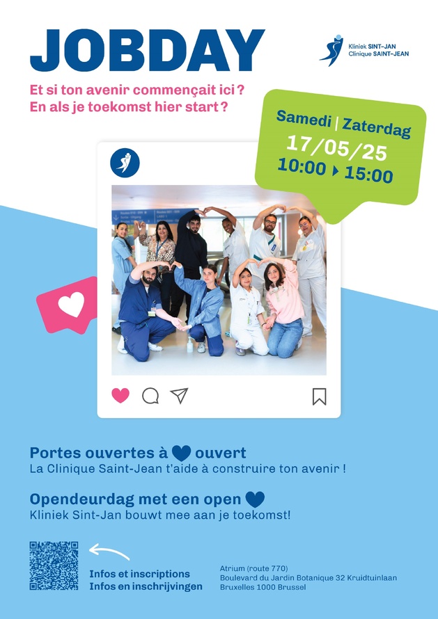JobDay à la Clinique Saint-Jean (Bruxelles) le samedi 17 mai 2025 JobDay à la Clinique Saint-Jean (Bruxelles) le samedi 17 mai 2025
