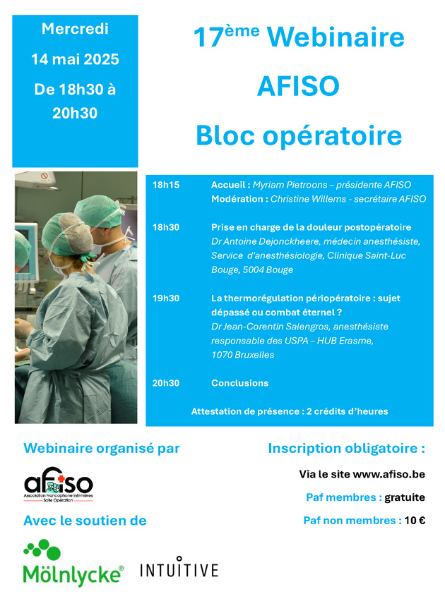 17ème Webinaire AFISO le mercredi 14 mai à 18h30