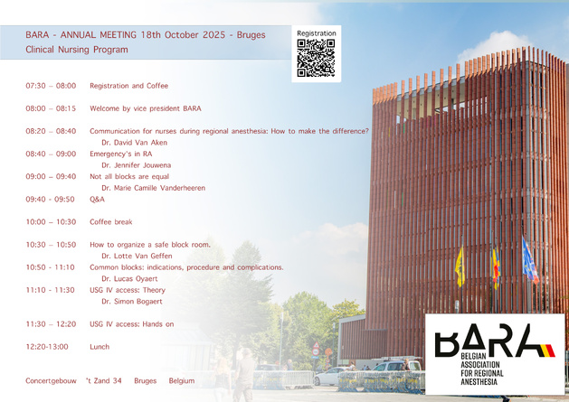 Samedi 18 octobre - BARA Nurse programme (anesthésie régionale)
