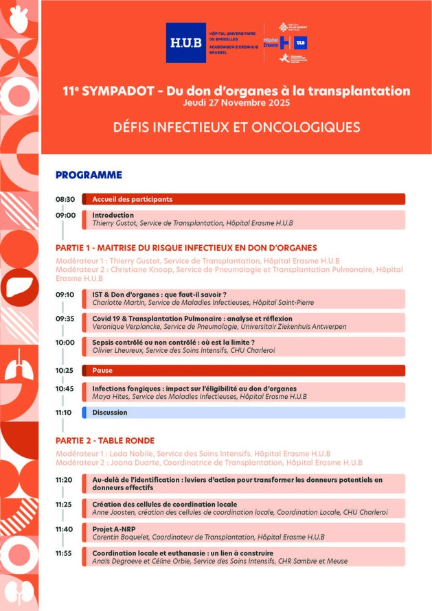 27 novembre à Bruxelles - 11e SYMPADOT – Du don d’organes à la transplantation 27 novembre à Bruxelles - 11e SYMPADOT – Du don d’organes à la transplantation