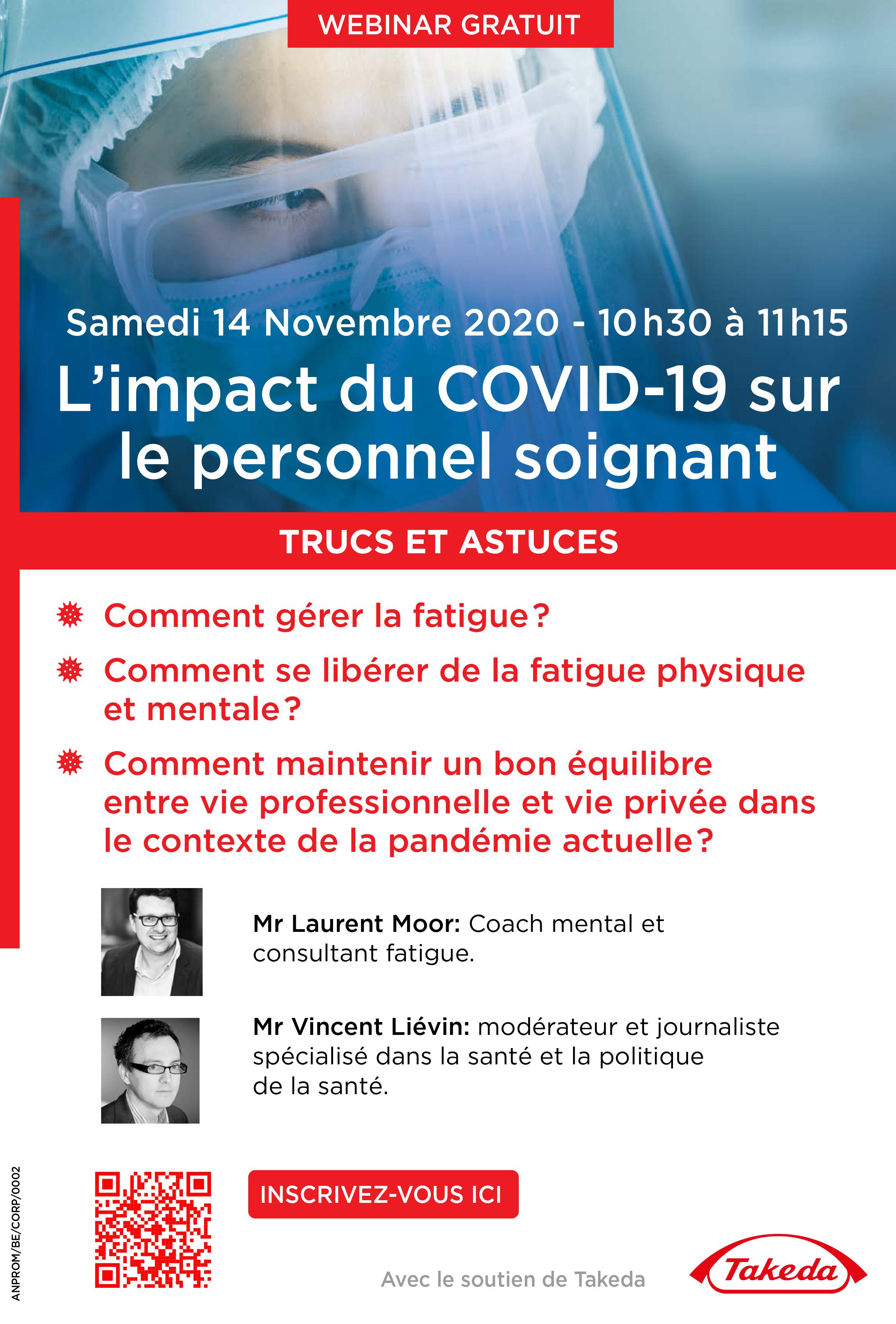 Samedi 14 novembre - Webinar : L’impact du COVID-19 sur le personnel soignant - TRUCS ET ASTUCES Samedi 14 novembre - Webinar : L’impact du COVID-19 sur le personnel soignant - TRUCS ET ASTUCES