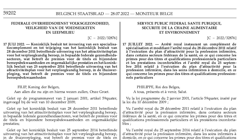 17 juillet 2022 - Arrêté royal instaurant un complément de spécialisation - on est concerné. 17 juillet 2022 - Arrêté royal instaurant un complément de spécialisation - on est concerné.
